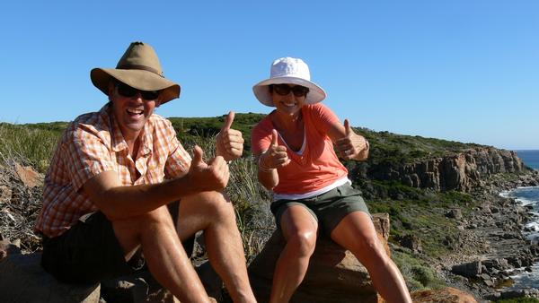 : Judy Bailey gives Western Australia the big THUMBS UP alongside local Sean Blocksidge , The Margaret River Discovery Tour.  